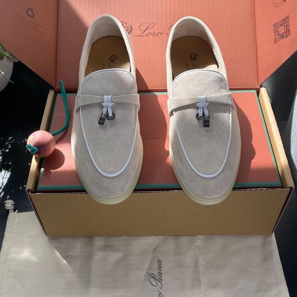 Loro Piana Women's Cream and Tan Loafers